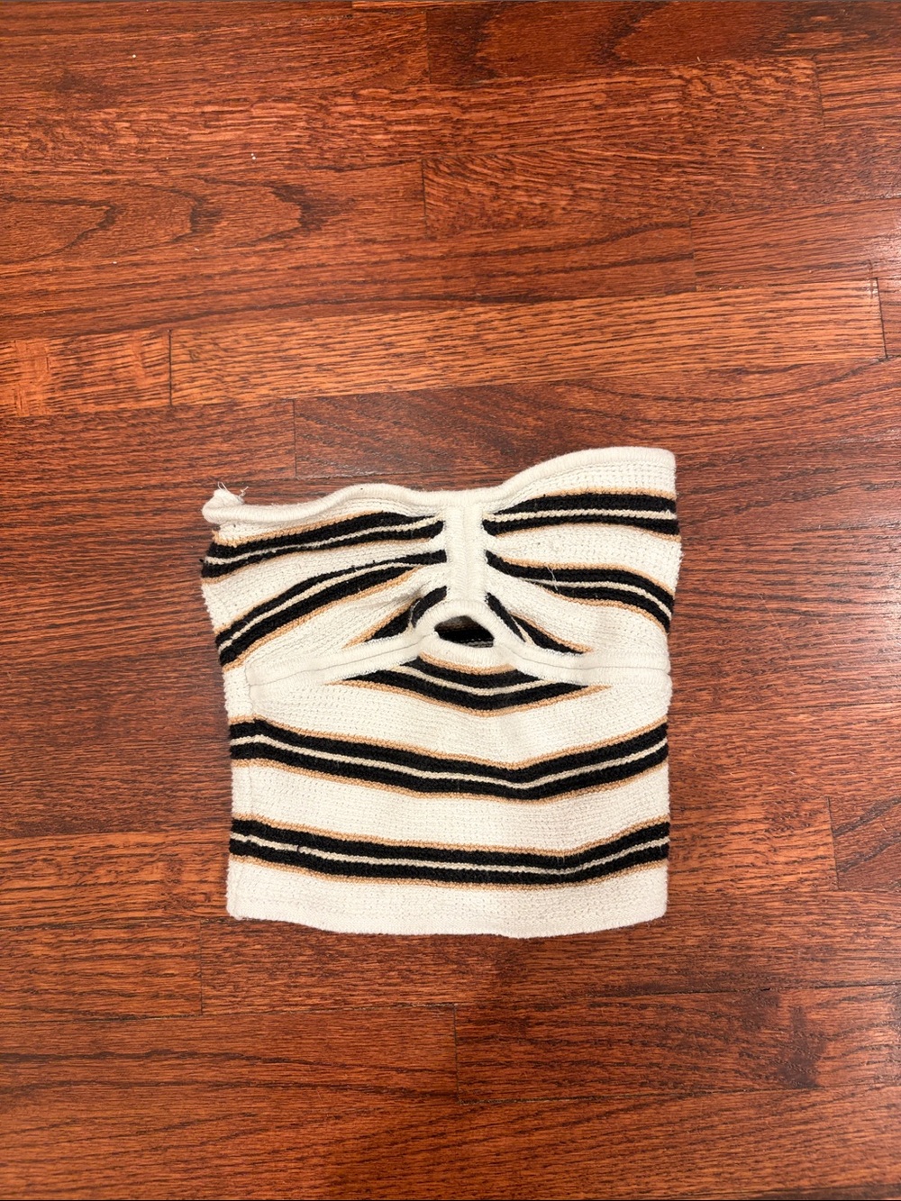American Eagle Outfitters Ivory, Black & Tan Striped Tube Top